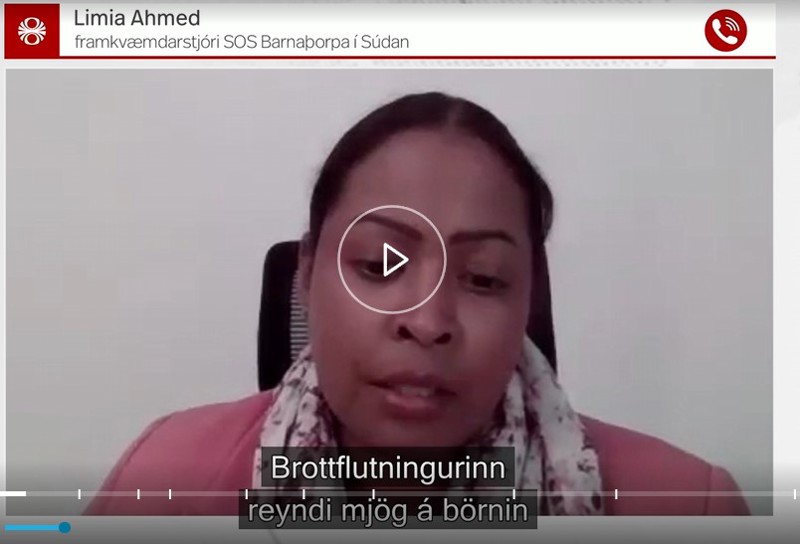 Limia Ahmed, framkvæmdastjóri SOS Barnaþorpanna í Súdan, var í viðtali við RÚV í tíu-fréttum sjónvarps á miðvikudagskvöld.