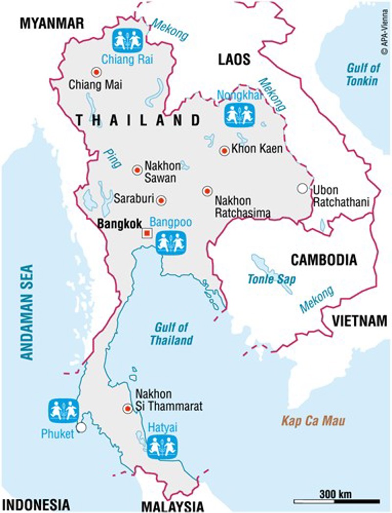 SOS Barnaþorpin eru með starfsemi víða í Tælandi