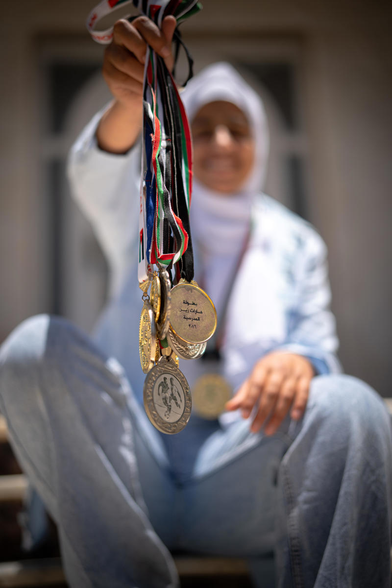 Lamia með verðlaunapeningana sína. Mynd: Martin Hanebeck