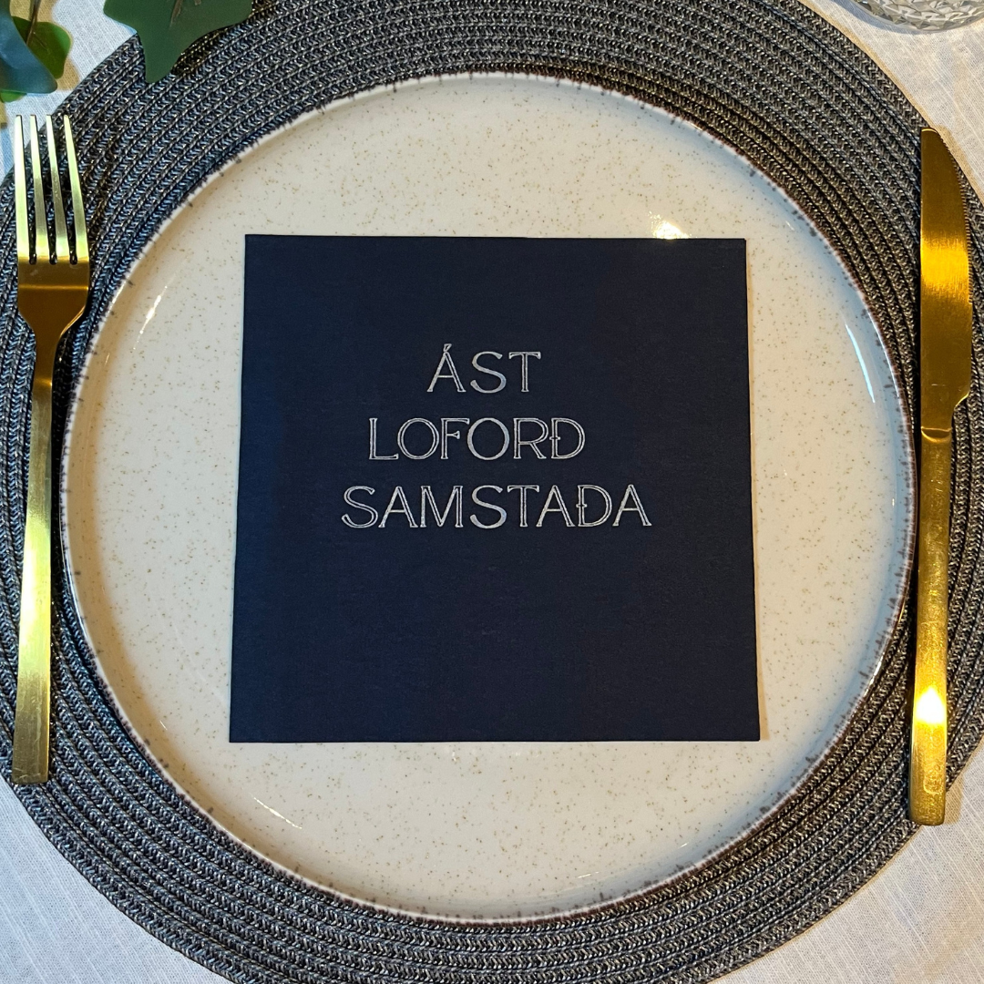 Servíettur svartar/silfur