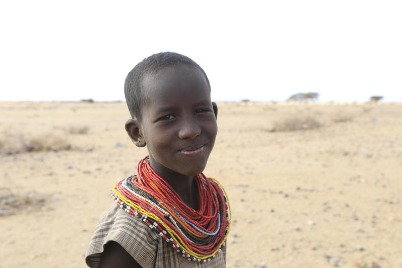 Sjö ára dóttir Ntetari. Hún treystir nú á utanaðkomandi aðstoð, eins og svo mörg önnur börn og foreldrar þeirra í Kenía, svo þau svelti ekki í hel..